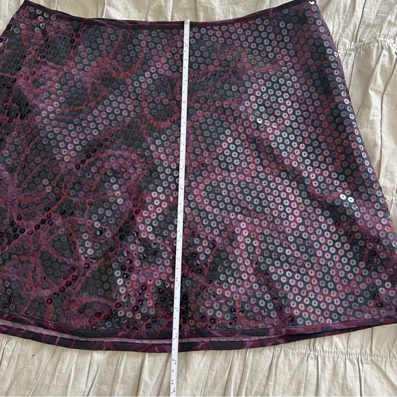 Express Black and Pinkish Purple Sequin Mini Skirt A-Line - Picture 7 of 13